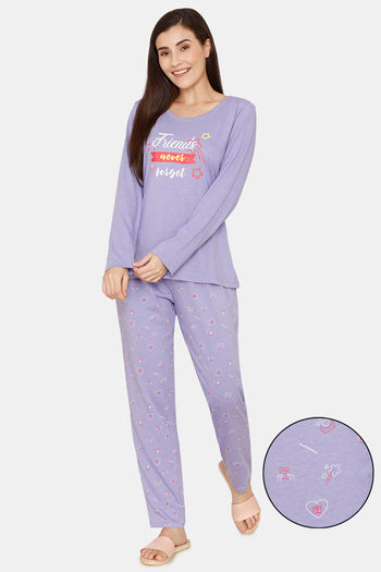 Buy Rosaline U&I Knit Cotton Pyjama Set - Violet Tulip